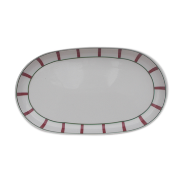 Oval Basque flat green and red porcelain