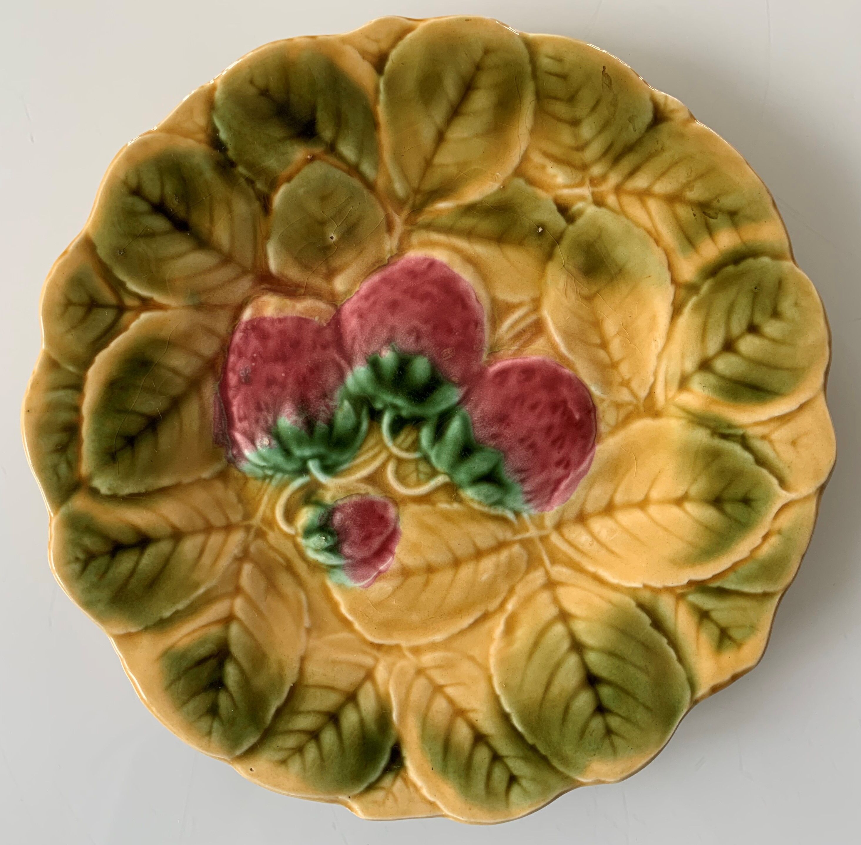 6 old plates in Sarreguemines slip