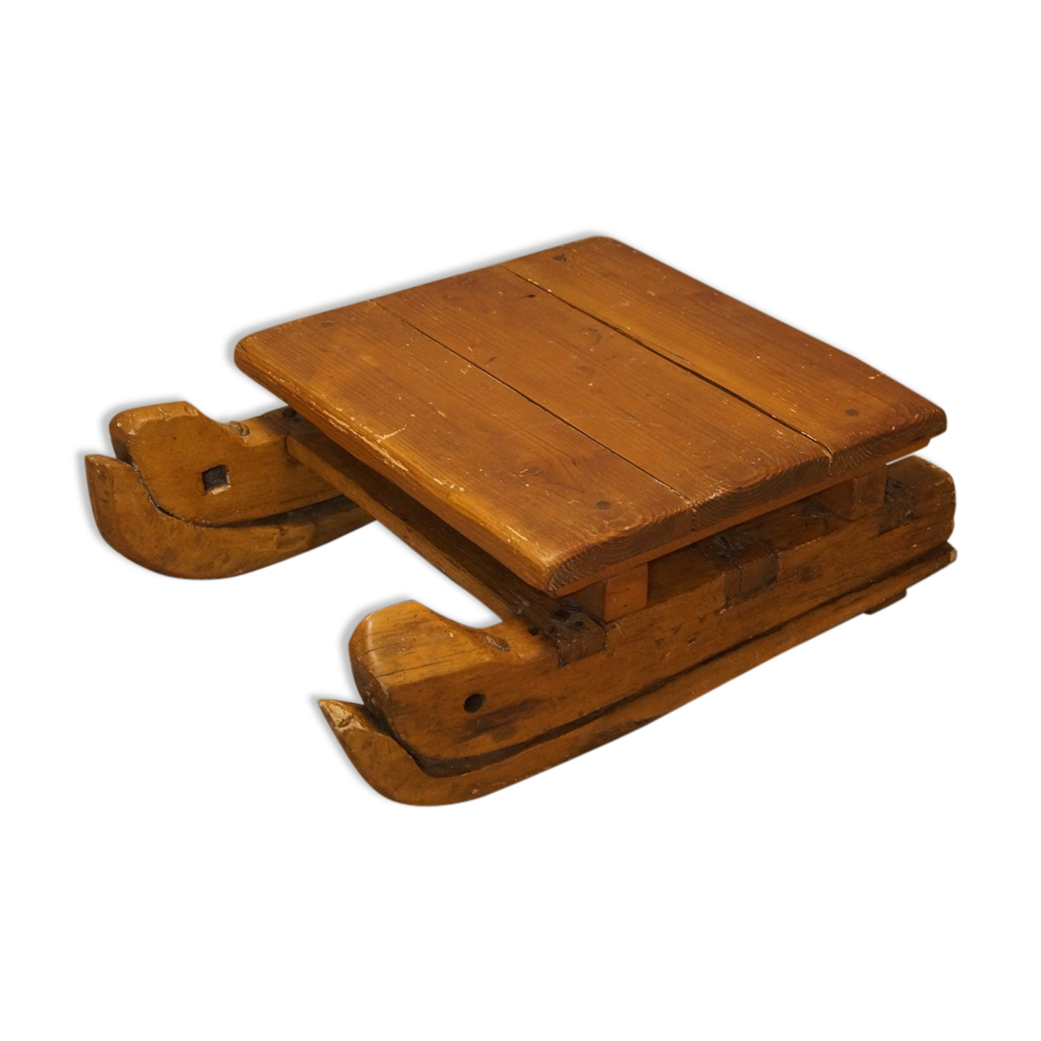 Table basse savoyarde luge vintage