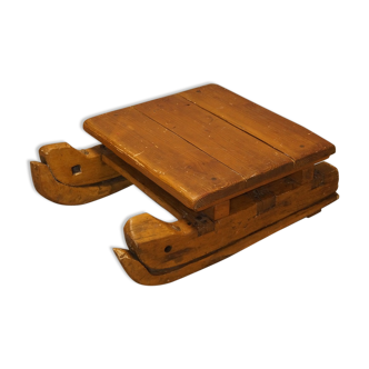 Table basse savoyarde luge vintage