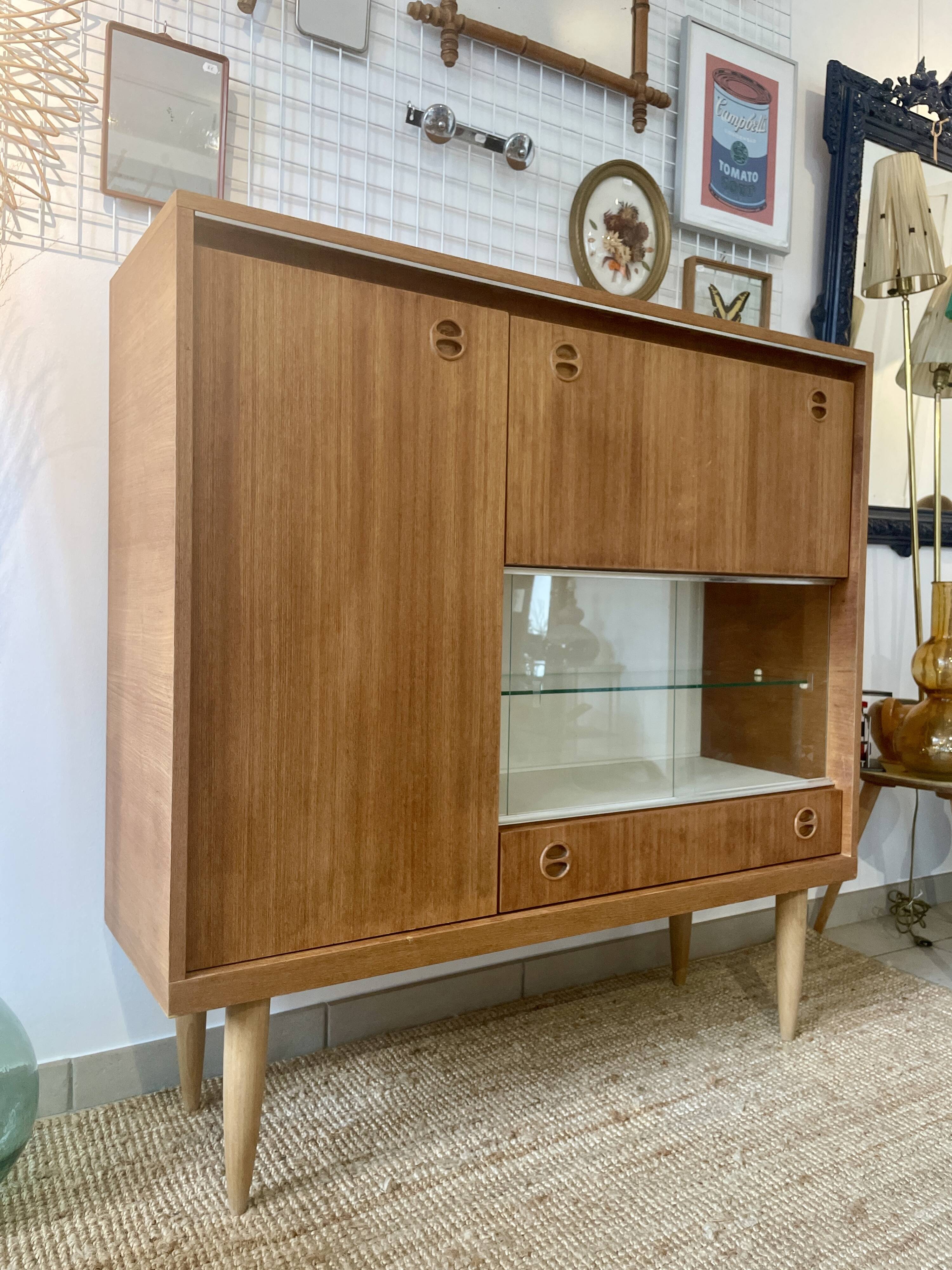 Vintage teak high sideboard