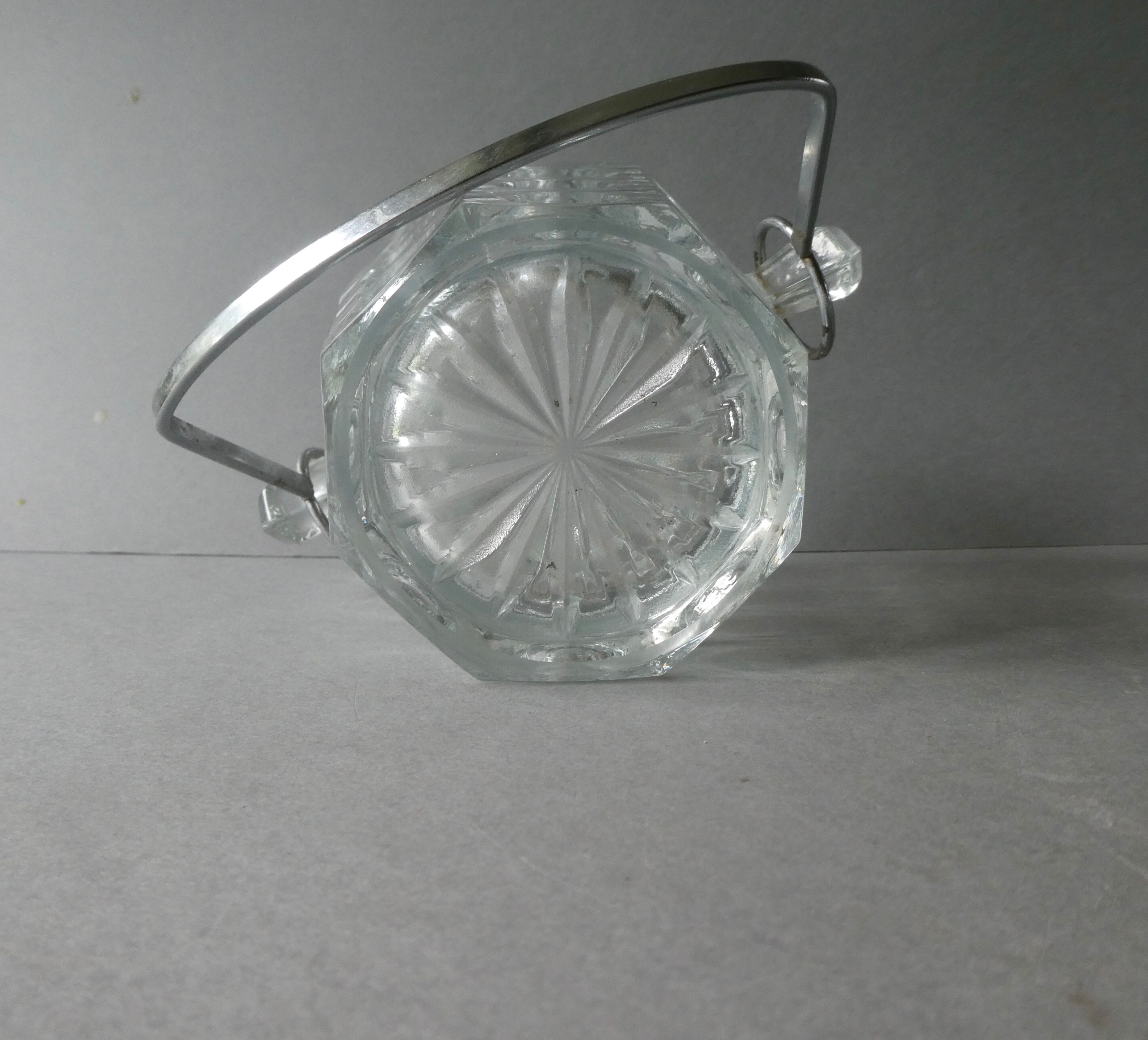 Cut glass ice bucket and its pliers