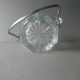 Cut glass ice bucket and its pliers