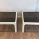 Pair of large white lacquered fiberglass side tables. Poschinger