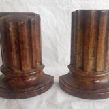 Genuine Red Alabaster Marble Italian Bookend Column Shaped Pair