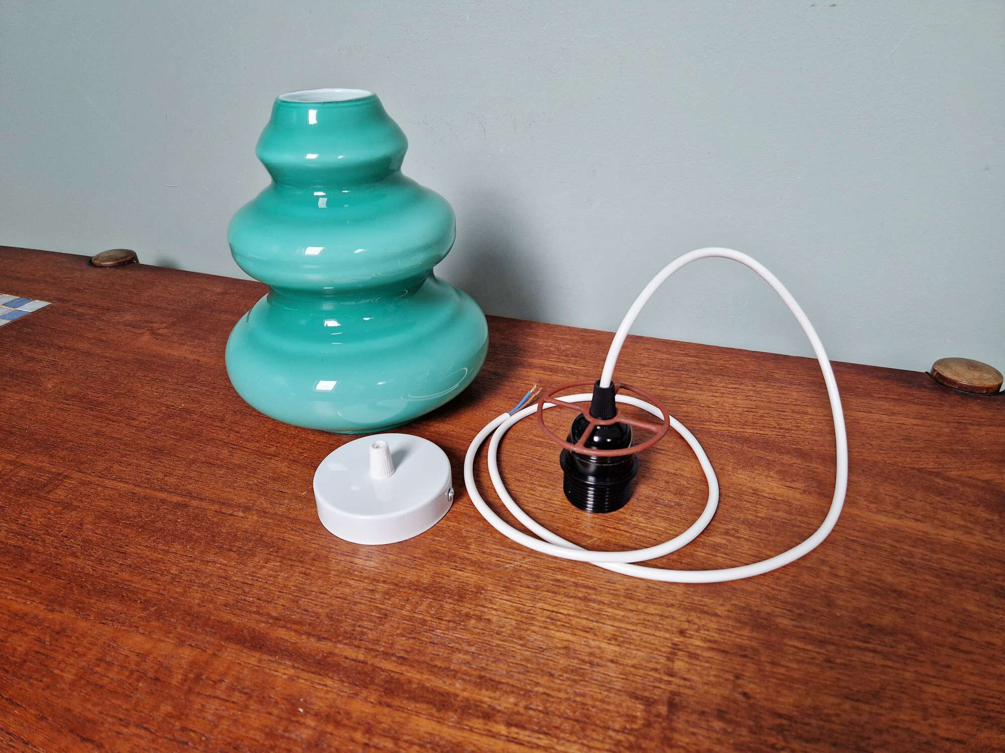 Suspension Space Age in blue-green opaline, 1960s