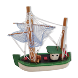 Fishing boat trawler Vintage painted wood