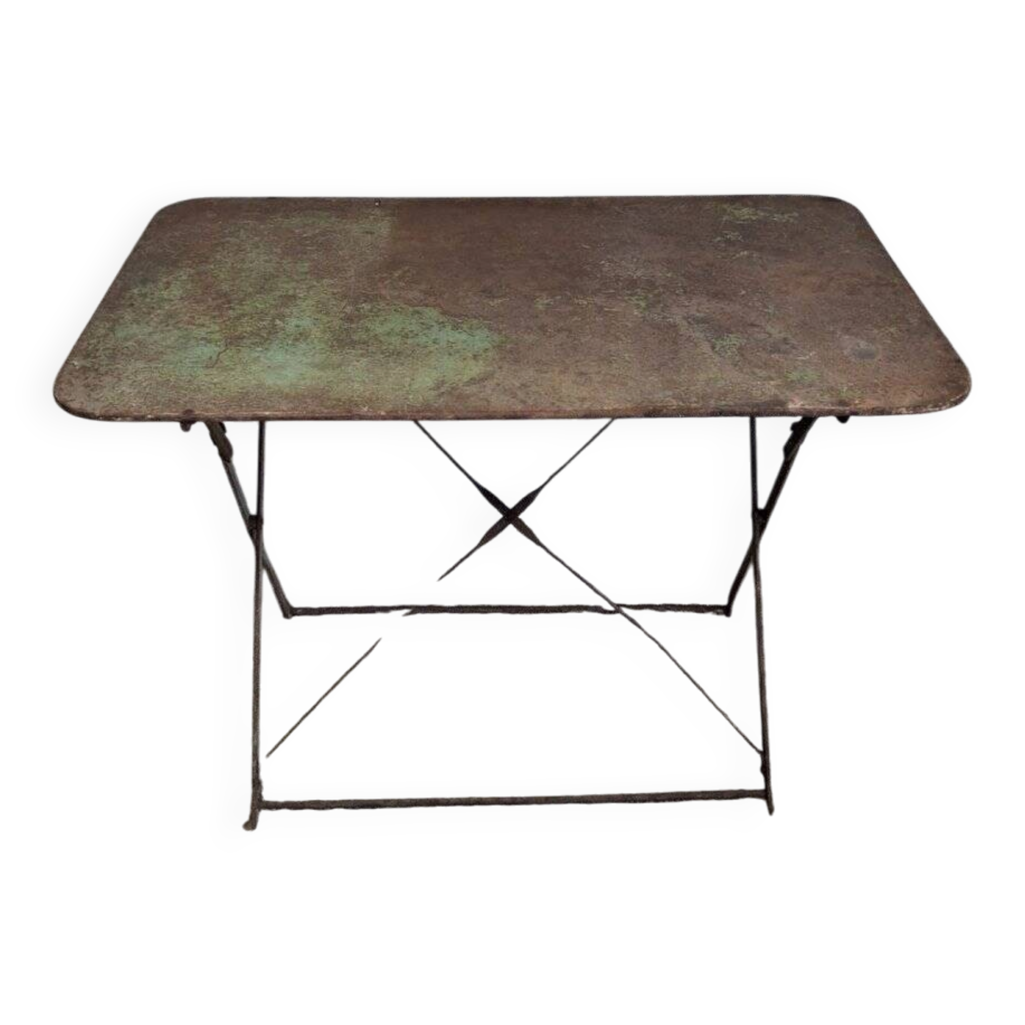 Table de jardin pliante bistrot fer vintage début XXe