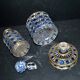 Baccarat bottle and box, antique diamond gemstones in moulded crystal, signed.