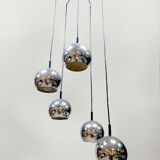 Vintage chrome cascade pendant '70's silver globes'