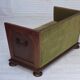 1950s, Danish 2-seater sofa, original green furniture velour, oak wood.