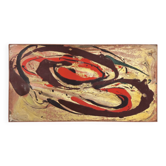 Abstract composition painting, mixed media, signed, dated 1979