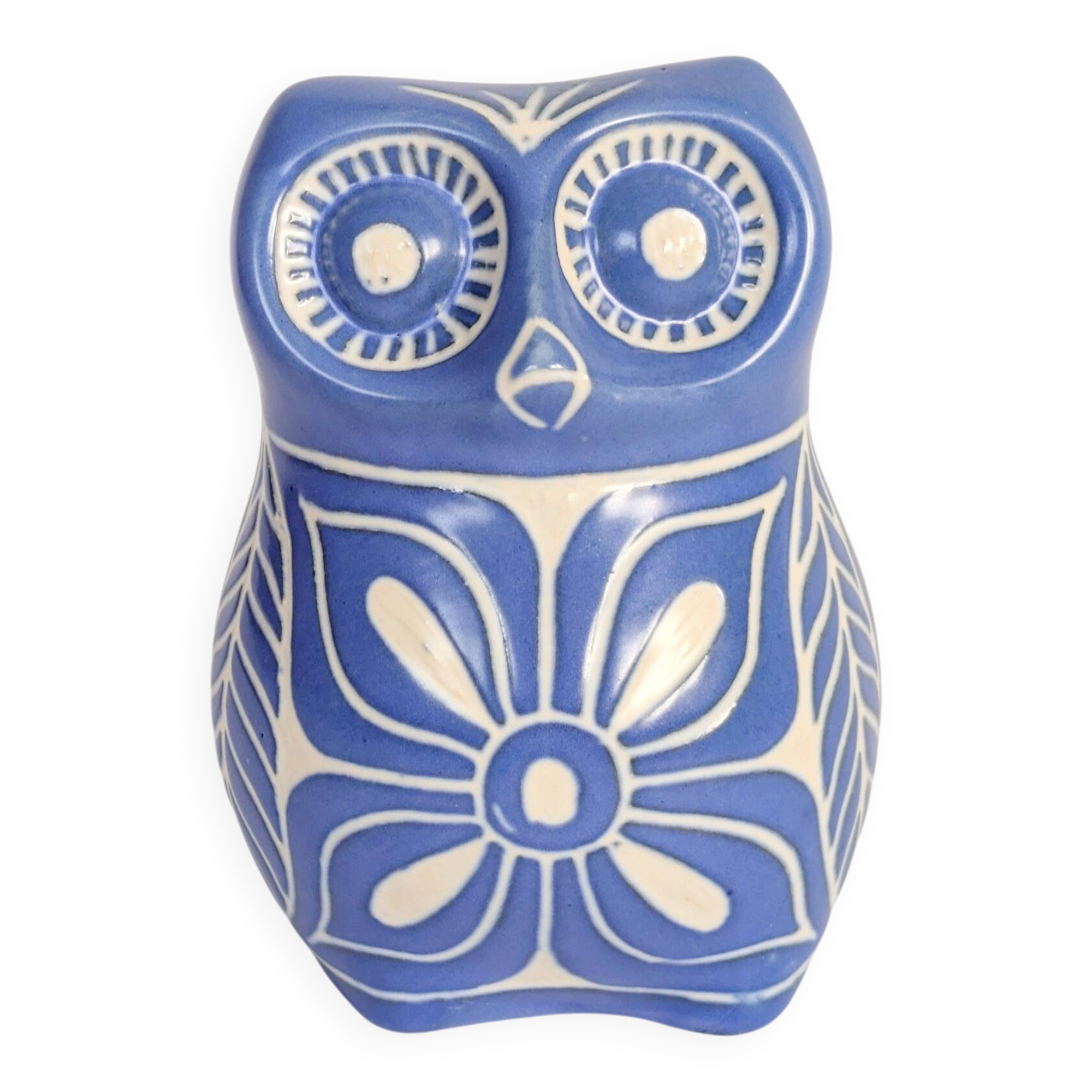 Midcentury ceramic owl figurine, Pablo Zabal, Chile, 1970s.