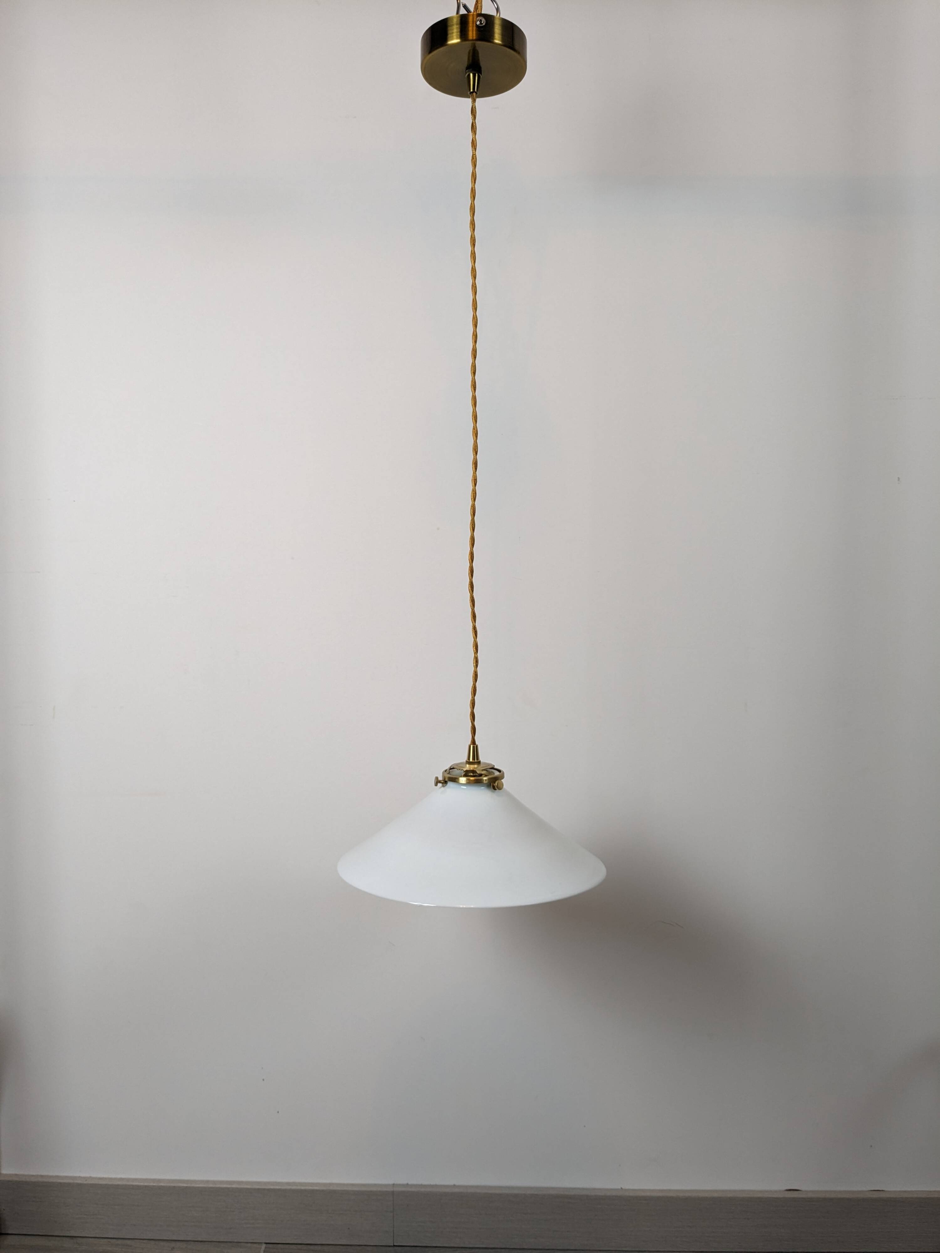 Vintage white opaline pendant light