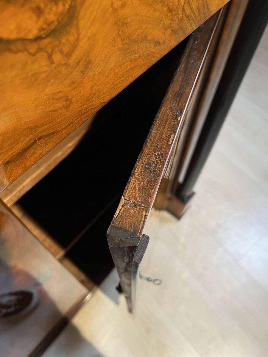 Large Biedermeier Half-Cabinet in Ebonized Walnut, South Germany, 1820