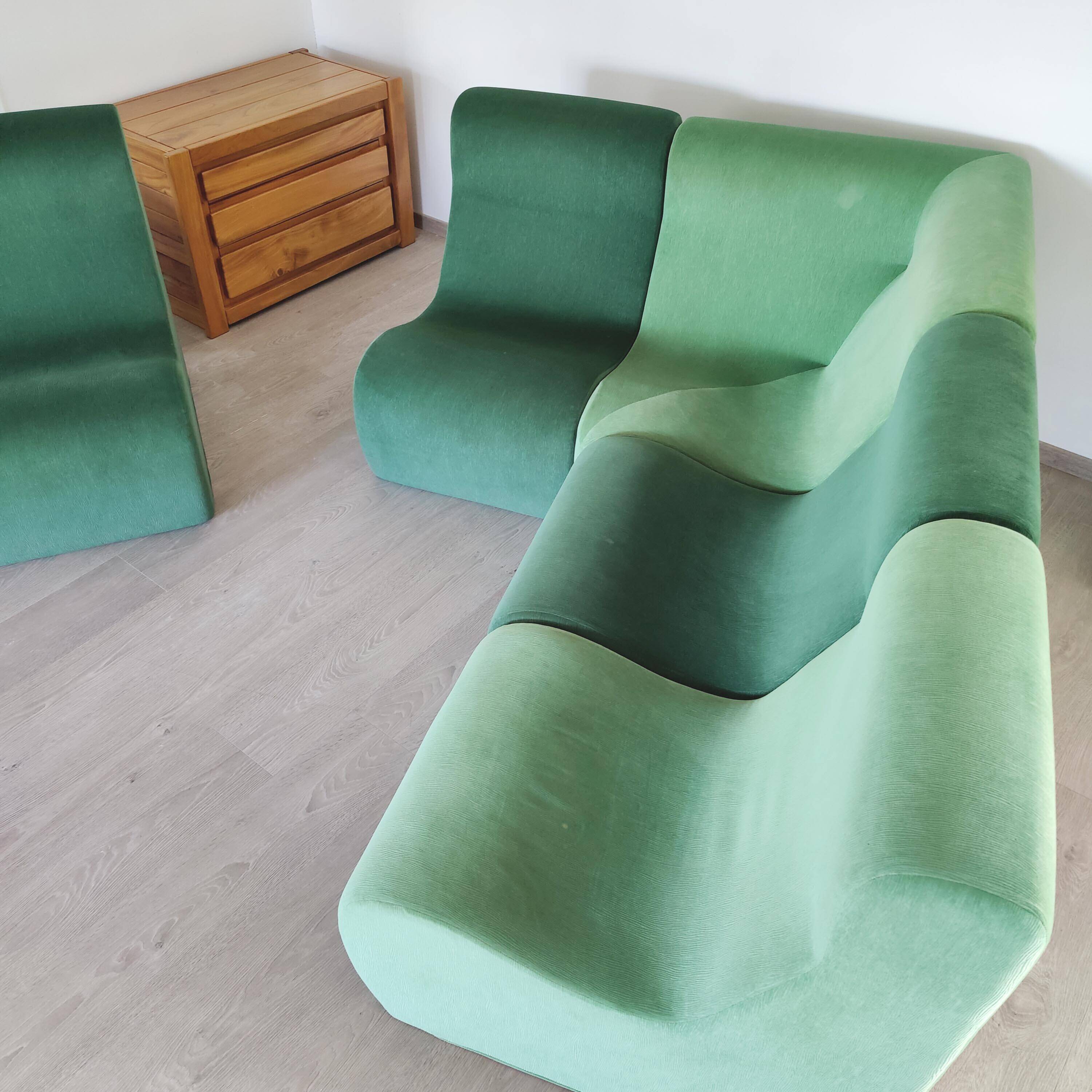 Modular green corner sofa 1970s