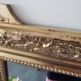 Miroir ancien à crêtes en bois doré 72x96cm