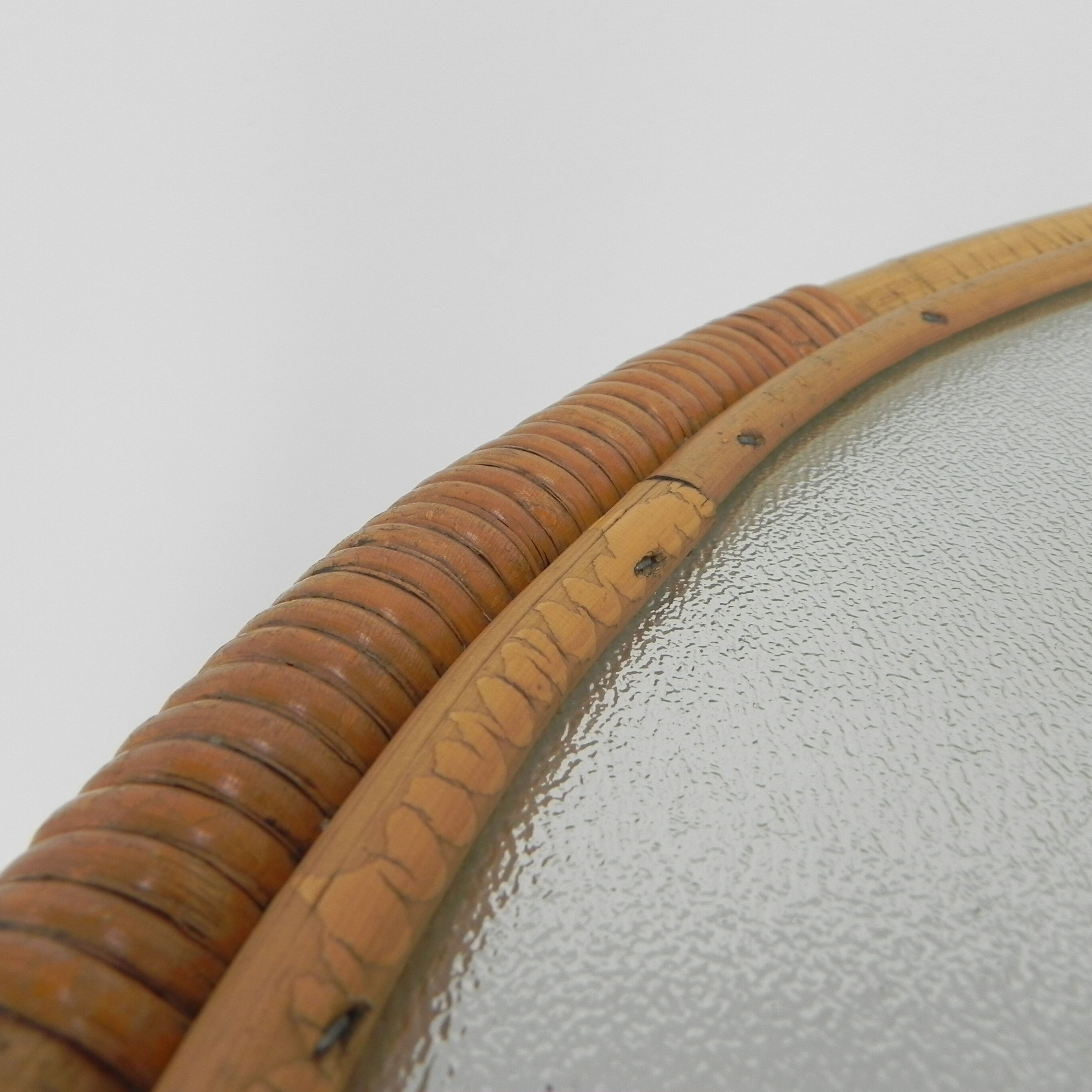 Bamboo coffee table with round glass top