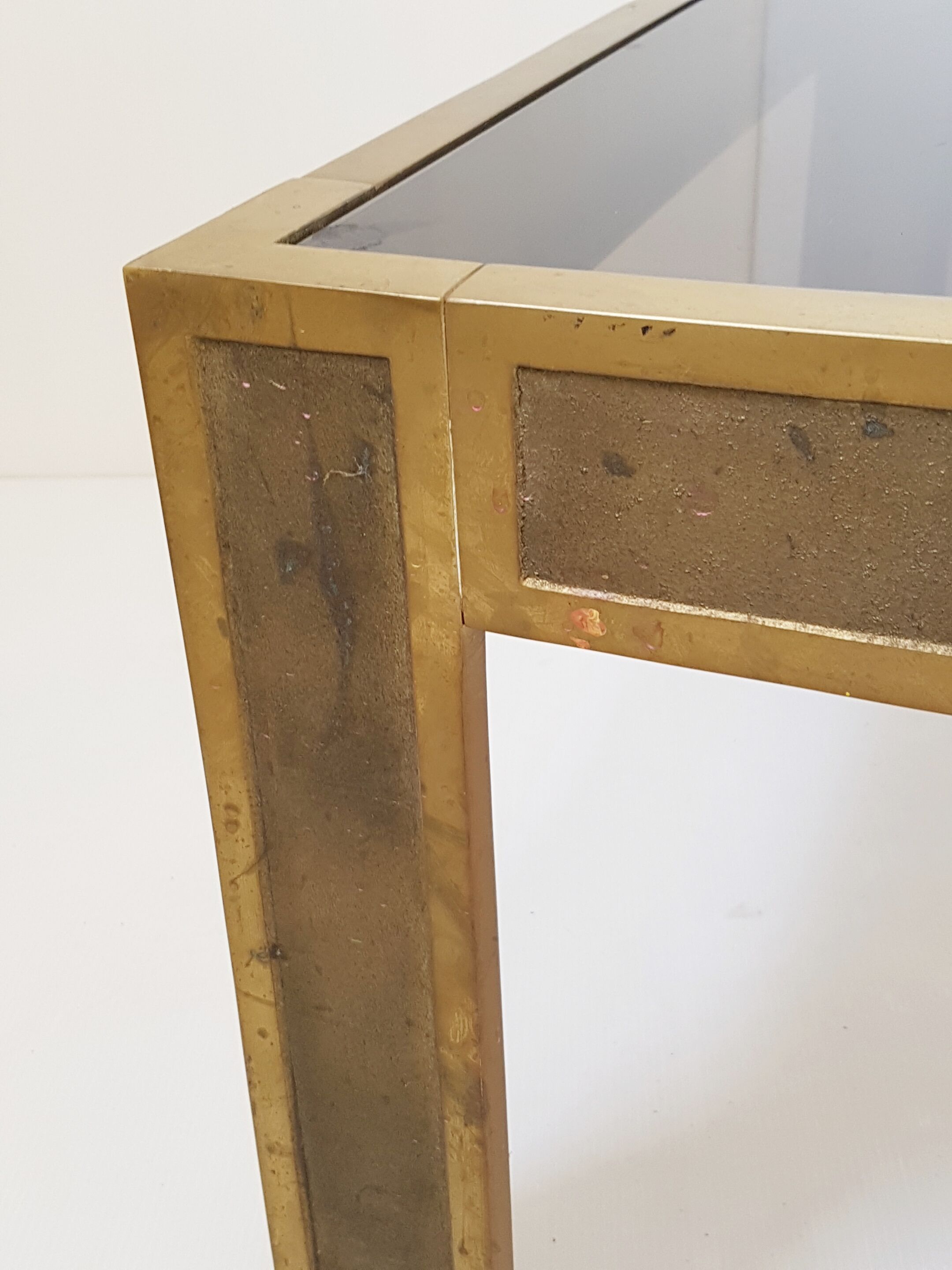 Coffee table in bronze & smoked glass 1970