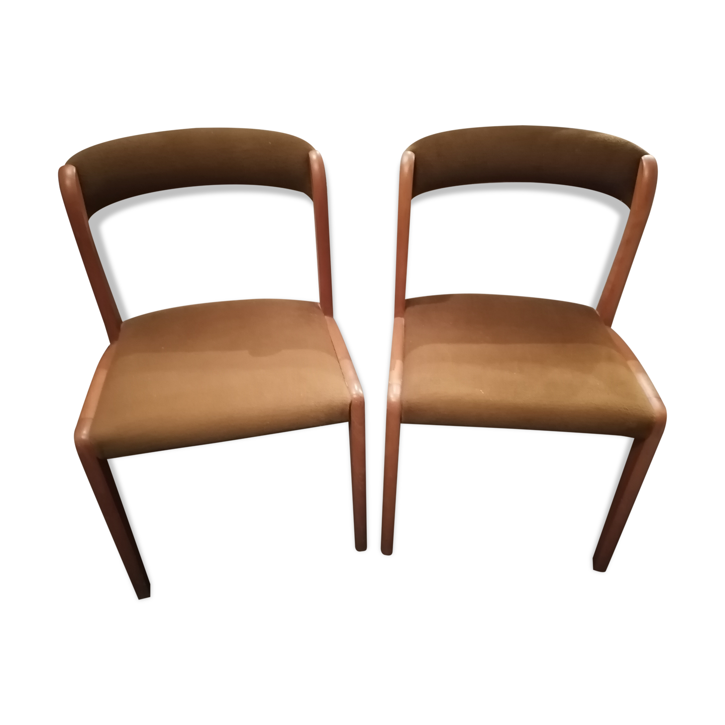 Lot de 2 chaises scandinaves teck velours 1960