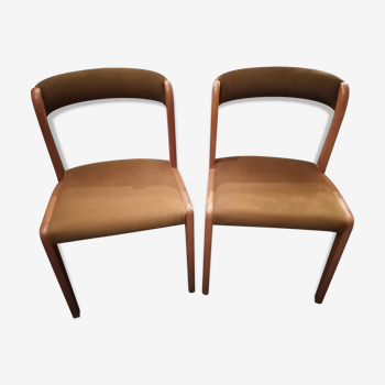 Lot de 2 chaises scandinaves teck velours 1960