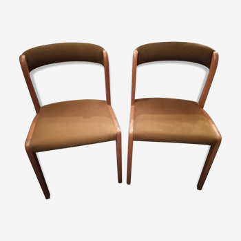 Lot of 2 Scandinavian chairs velvet teak 1960