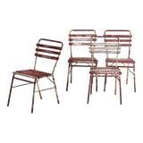 Anciennes chaises de terrasse rouges et blanches (vers 1920). Ensemble de 4 pièces