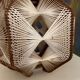 Scandinavian hanging lamp wood and vintage yarn