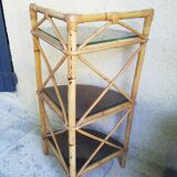 Rattan corner shelf