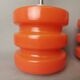 Pair Mid Century Modern MCM orange glass hanging lamps