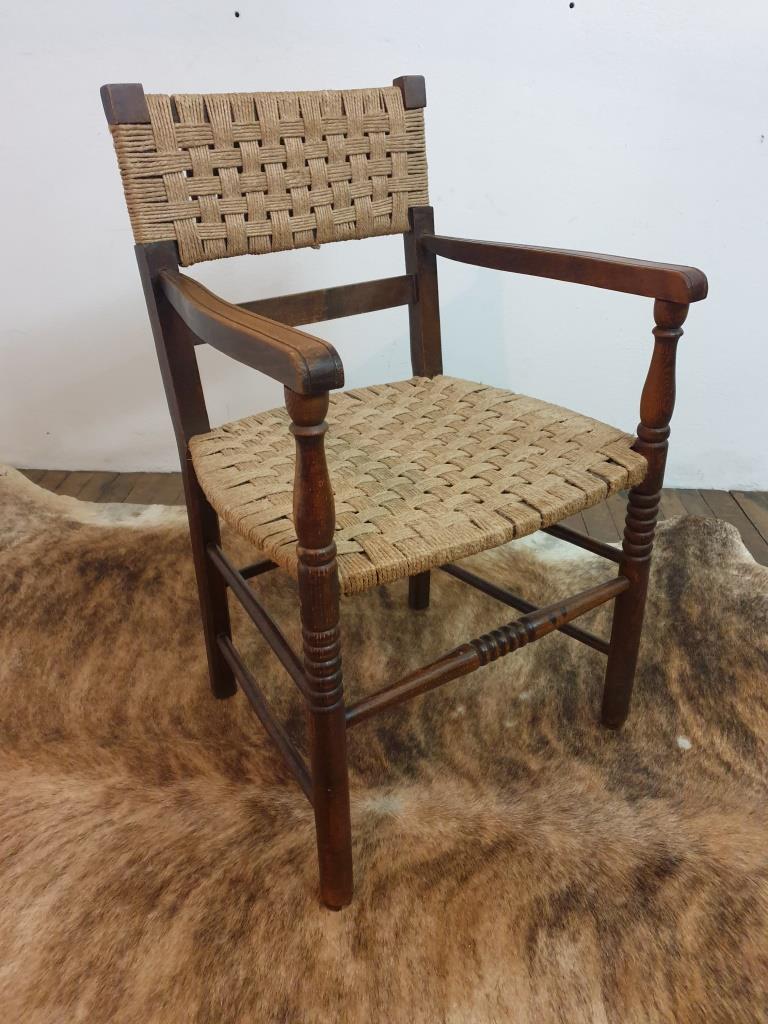 Wood armchair and braided rope