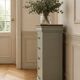 Louis-Philippe style chiffonnier in grey-green, wooden top.