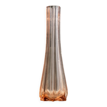 Grand vase soliflore en verre rose H37 D18A