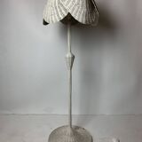Mid-century French rattan wicker boho floor lamp, 1950s-1960s