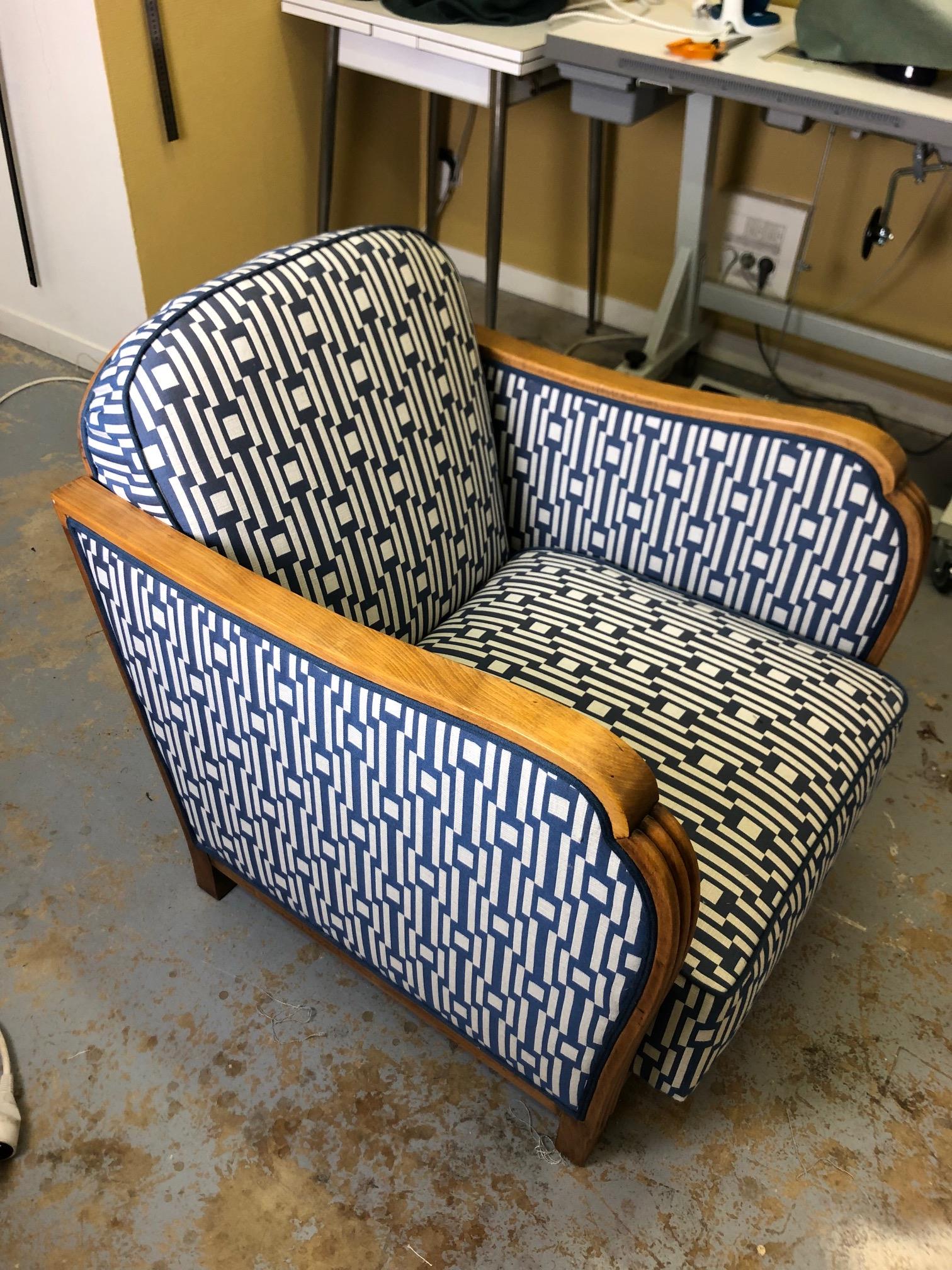Armchair 1930s, reclining, fully restored