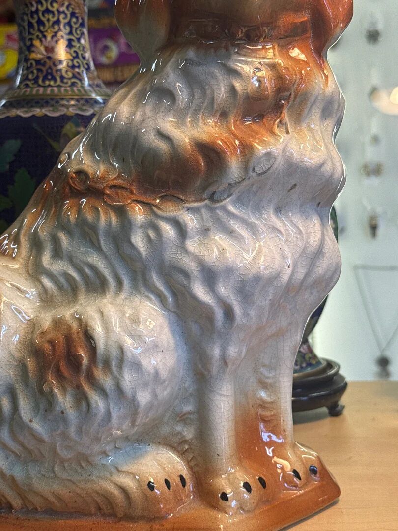 Set of 2 Dog Statues – Staffordshire – Ornament – Vintage Pair