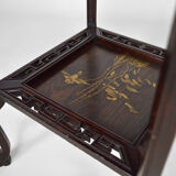 Japanese pedestal table in carved wood and lacquered panels, France, circa 1880