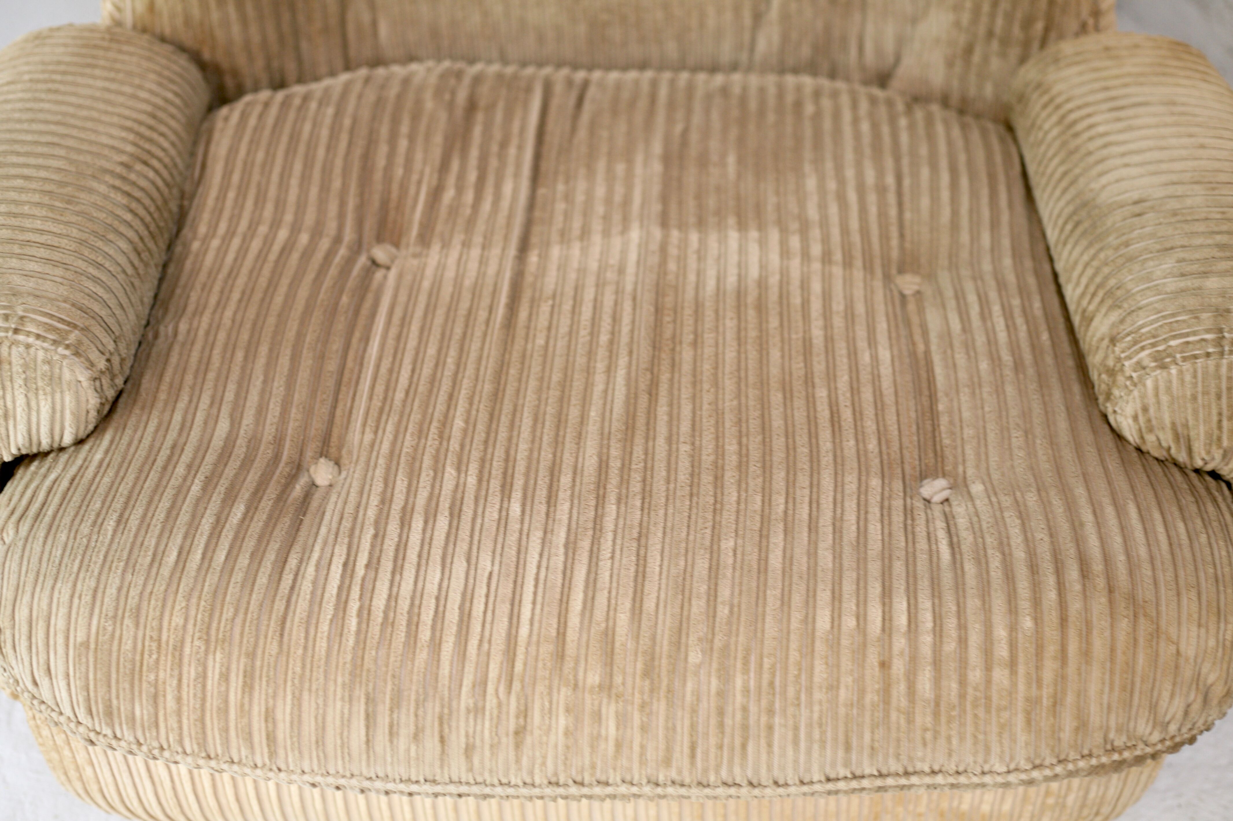 Pair of armchairs by michel cadestin, airborne edition, fiberglass and beige velvet, circa 1970