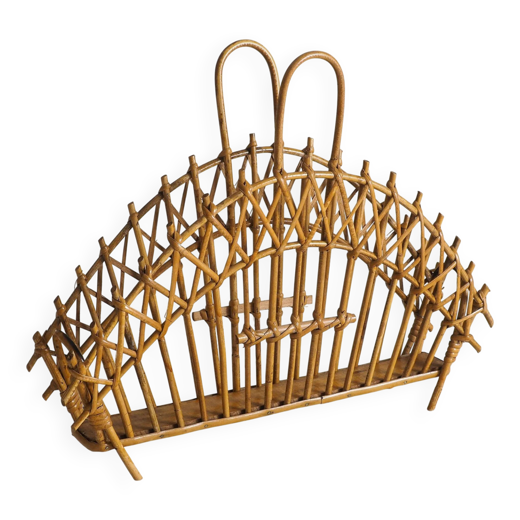 Mid-century rattan magazine holder