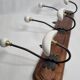 Bistro wall rack in porcelain, metal and wood, vintage
