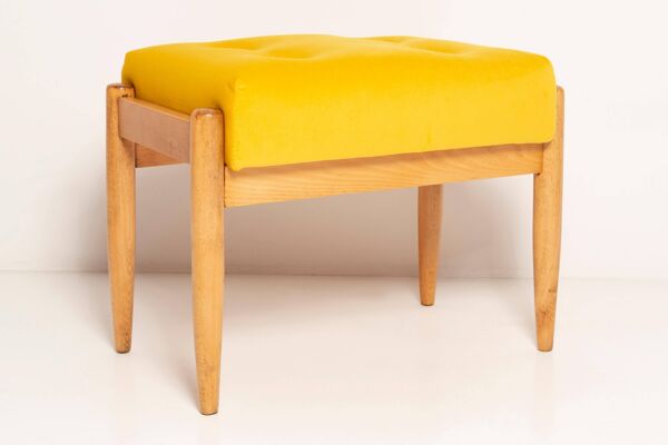Tabouret vintage jaune moutarde milieu du siècle, Edmund Homa, années 1960