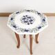 Side table with marble top and inlaid stones