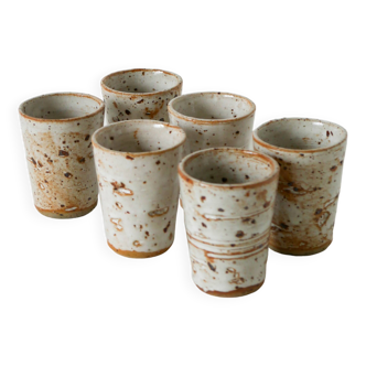 Set of 6 glazed stoneware espresso cups, 1970
