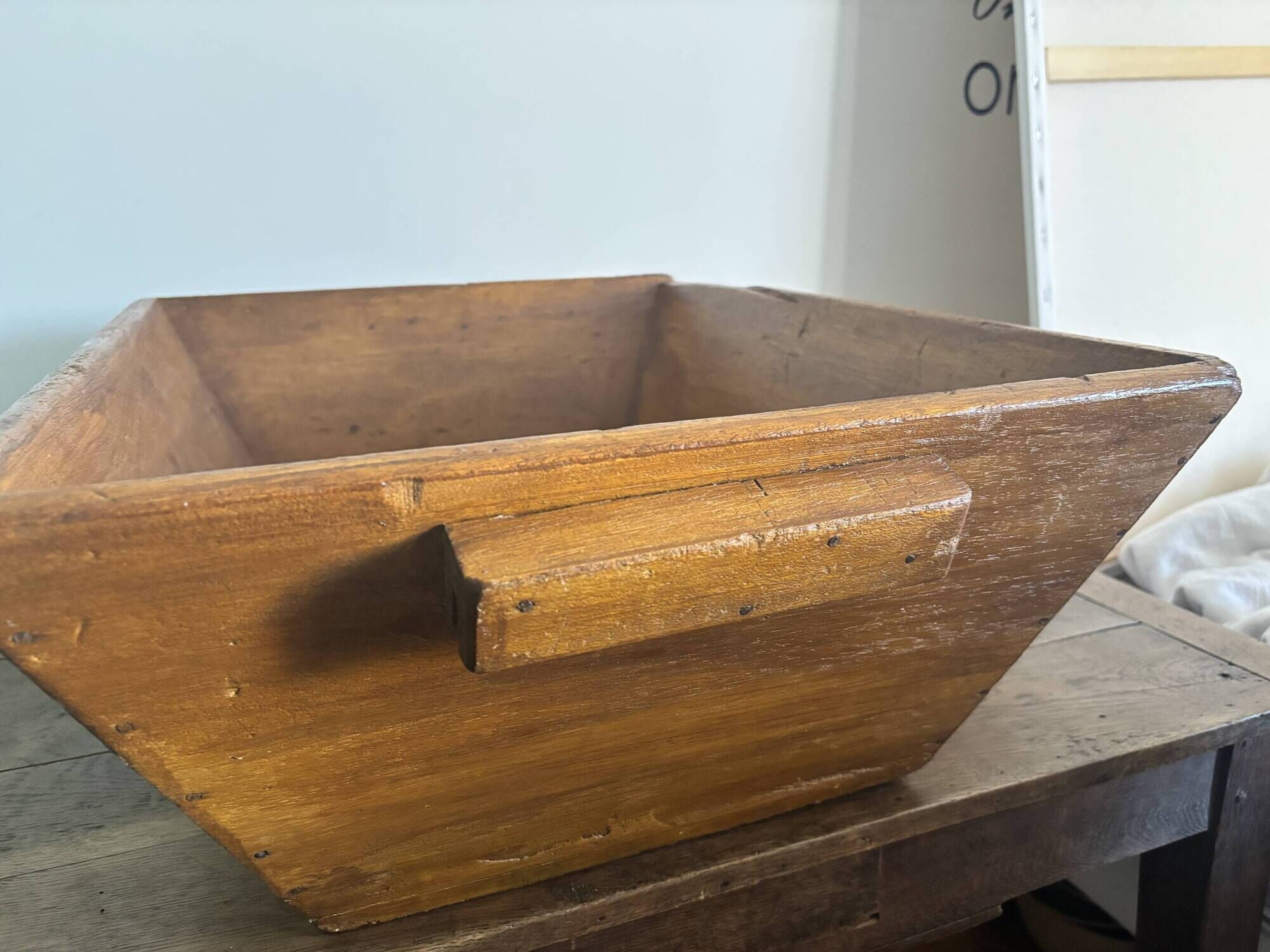 Large vintage wooden dough trough – 65 × 50 cm