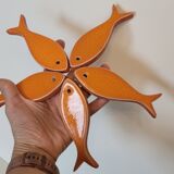 Orange glazed ceramic trifle 5 fish