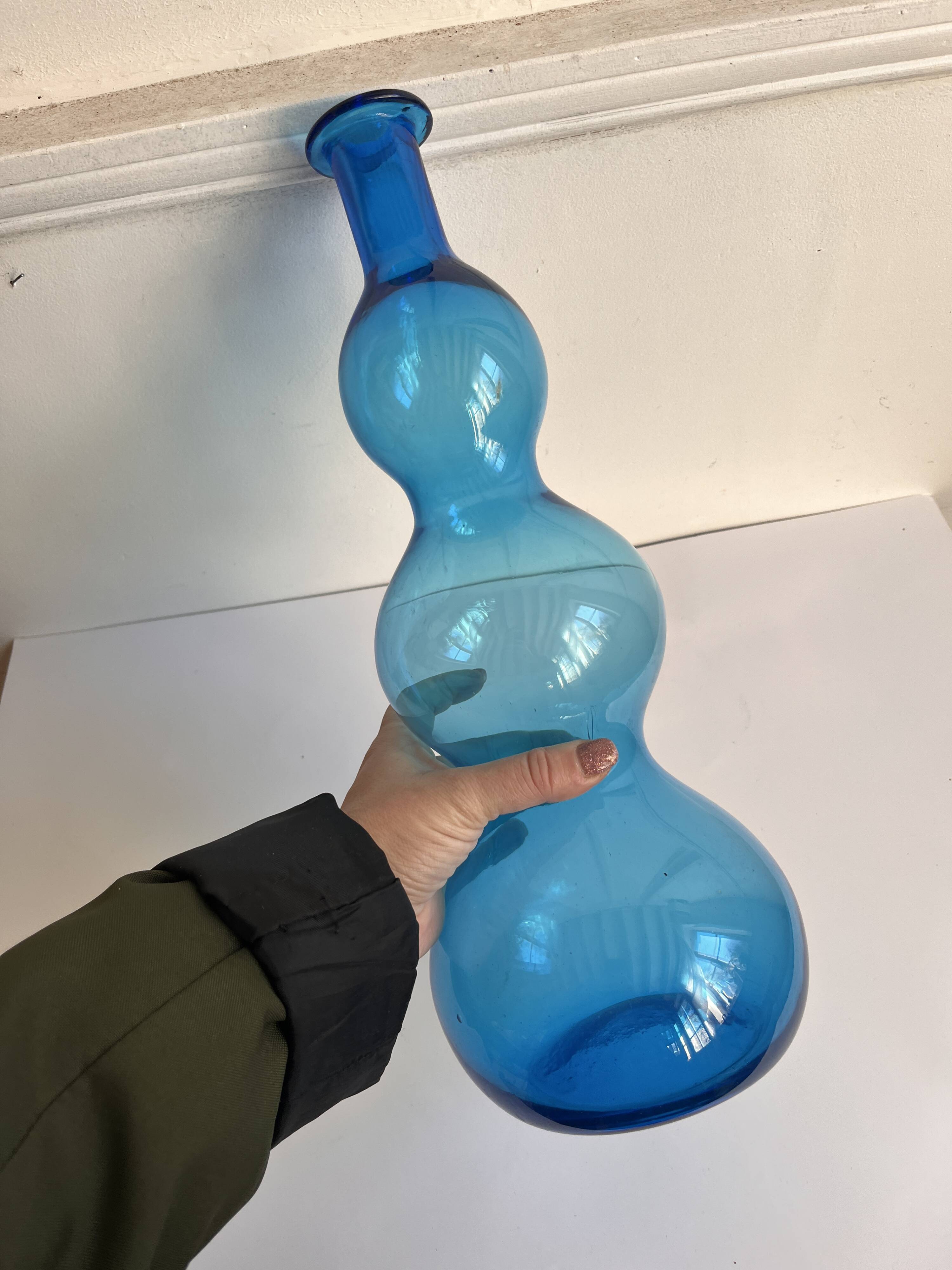 Blue blown glass vase
