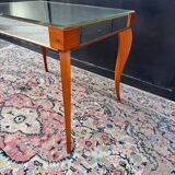 Small wooden coffee table with a mirror from the 1950s.