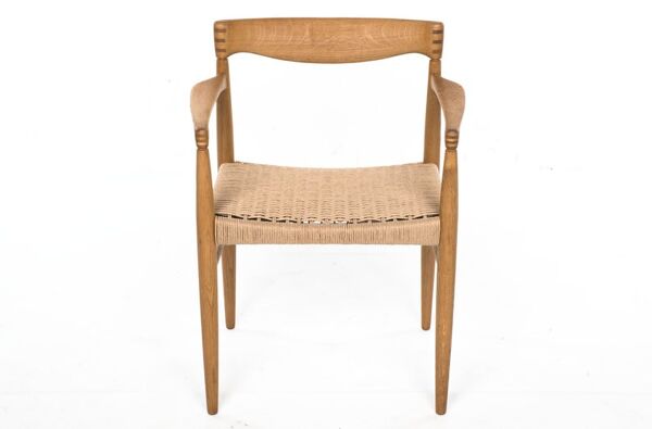 Fauteuil par Henry W. Klein Bramin chêne avec un nouveau cordon de papier