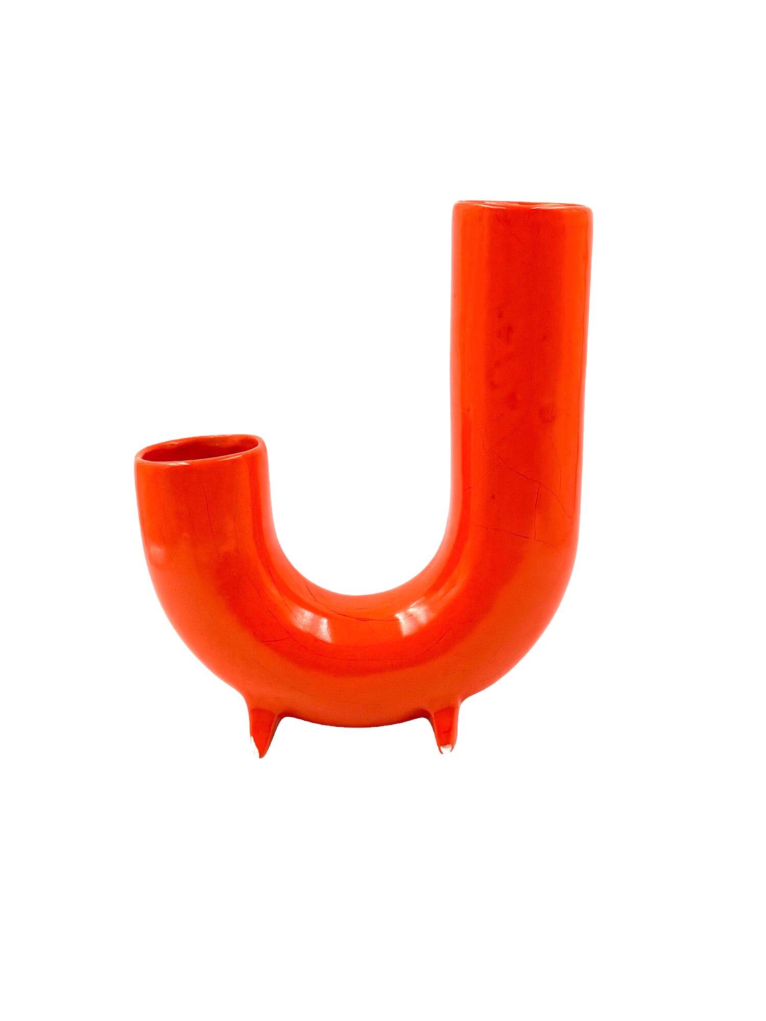 Space age orange ceramic vase, Italy ca. 1960
