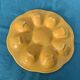 Flat plate, for 8 eggs in glazed ceramic slurry vintage yellow slip